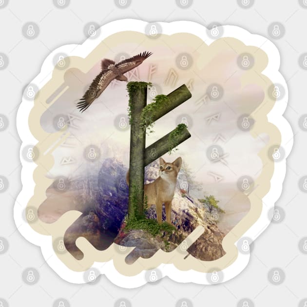 Fehu Rune  Digital Art Collage Sticker by Nartissima